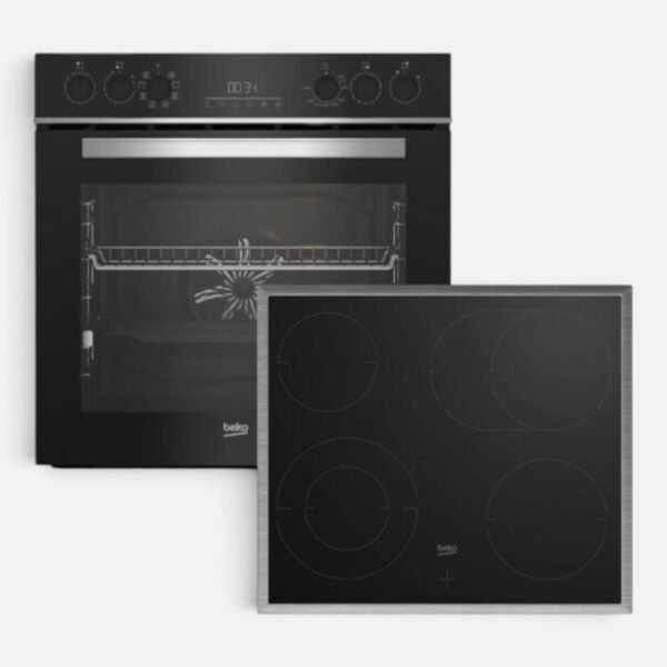 Beko *A* Einbau-Herdset mit Glaskeramikkochfeld und 1-fach Teleskopauszug - BBUM 13329 XS