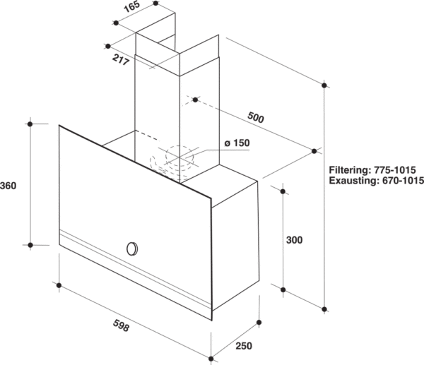 Bauknecht *A* Kopffrei-Dunstabzugshaube 60 cm - DBHVA 62F LM K